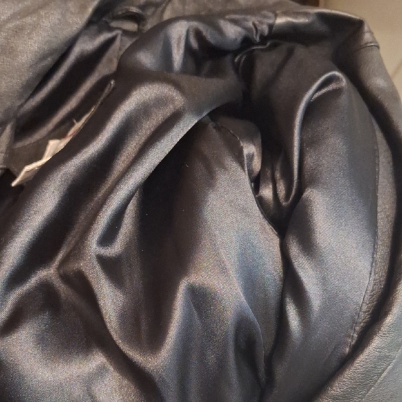 Vintage Black Leather Coat, Long Double Breasted, Worthington, Sz 4 NWOT - Picture 7 of 12